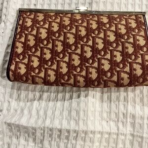 Rare Vtg Christian Dior 80s Burgundy￼￼ ￼Trotter Monogram Small Clutch Bag